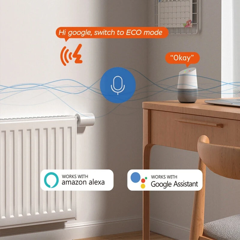 EWeLink APP ZigBe Thermostat Radiator Actuator LCD Display Smart Home Programmable Thermostatic Radiator Valve Voice for Alexa Google