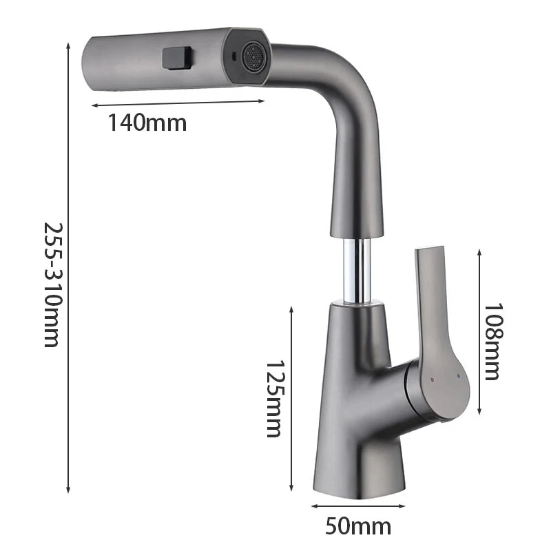 Pull Out Basin Faucet 360° Rotatable 304 Stainless Steel Kitchen Sink Mixer Tap with Pull Out Sprayer Hot And Cold Dual Control