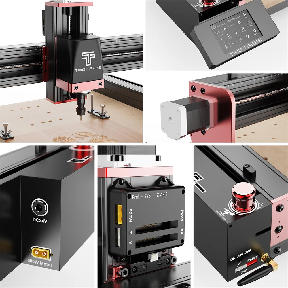 [EU/BR Direct]TWO TREES TTC450 Pro CNC Laser Engraver 460x460mm Working Area Rounter Machine 80W Spindle Motor 3-Axis Control Cutting Engraving Tool for Wood Acrylic Aluminum