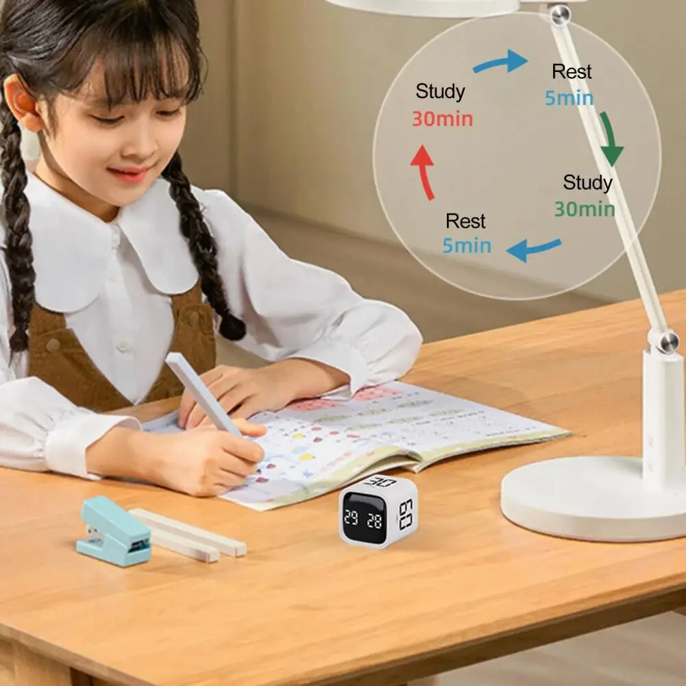 Productivity Cube Timer Sensor Flip LED Display 4 Preset Times Dual Mode Time Management Countdown Kitchen Student Learning Mini Digital Timer