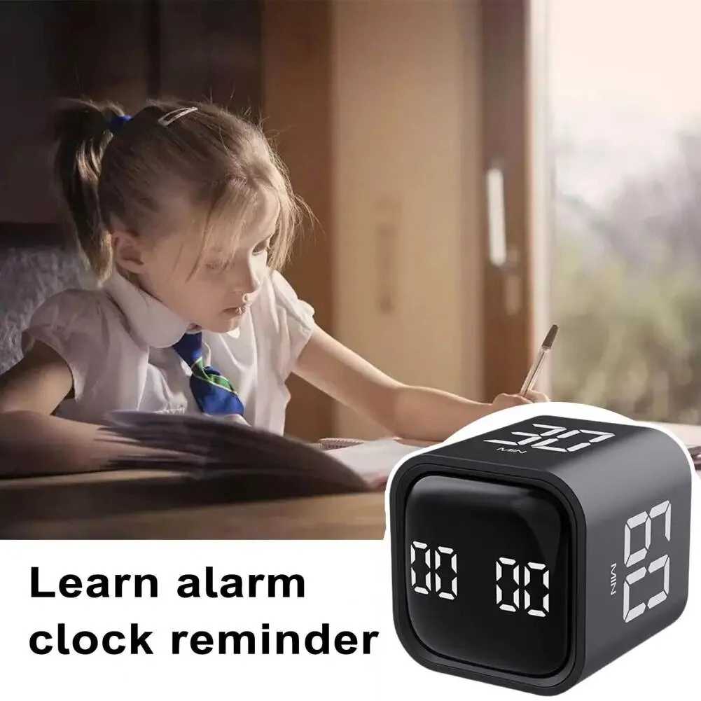 Productivity Cube Timer Sensor Flip LED Display 4 Preset Times Dual Mode Time Management Countdown Kitchen Student Learning Mini Digital Timer