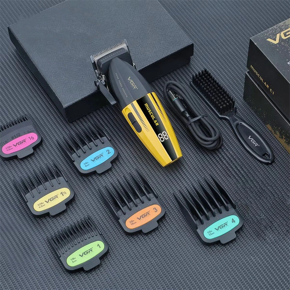 VGR V-285 9000RPM Professional Hair Clipper for Men LED Display DLC Blade Cordless Ceramic Blade Hair Trimmer Haircut Machine