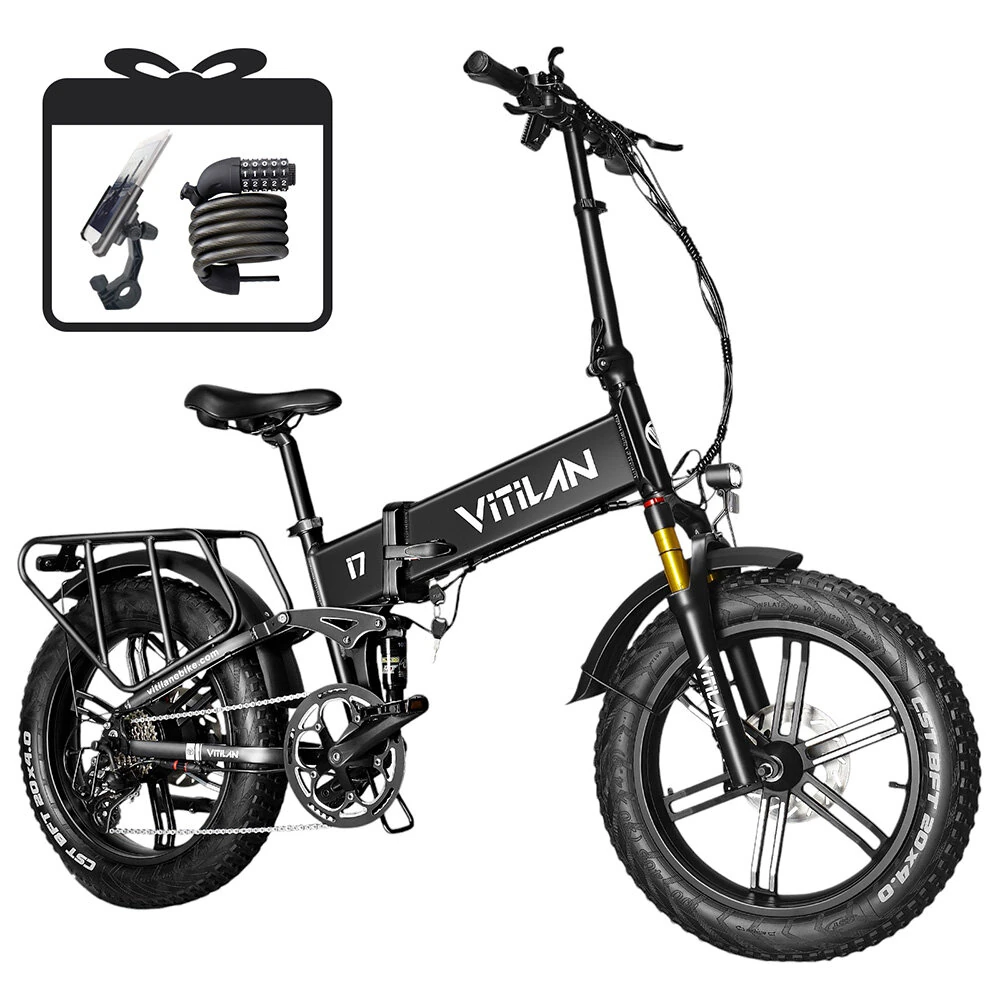 [EU Direct] Vitilan i7pro 3.0 Electric Bike 48V 20AH SamsungBattery 750W Motor Recommended Top Speed 25KM/H 20*4.0inch Tires 90KM Max Mileage 150KG Max Load Folding Electric Bicycle