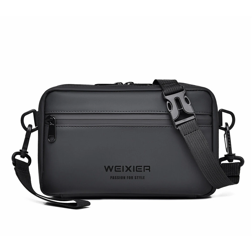 WEIXIER Mens Simple Fashion Mini Crossbody Bag Large Capacity Waterproof Wear-resistant Zipper Outdoor Casual Shoulder Messenger Bag