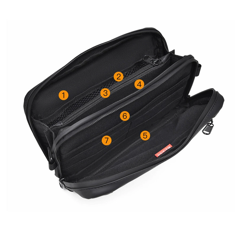 WEIXIER Mens Simple Fashion Mini Crossbody Bag Large Capacity Waterproof Wear-resistant Zipper Outdoor Casual Shoulder Messenger Bag