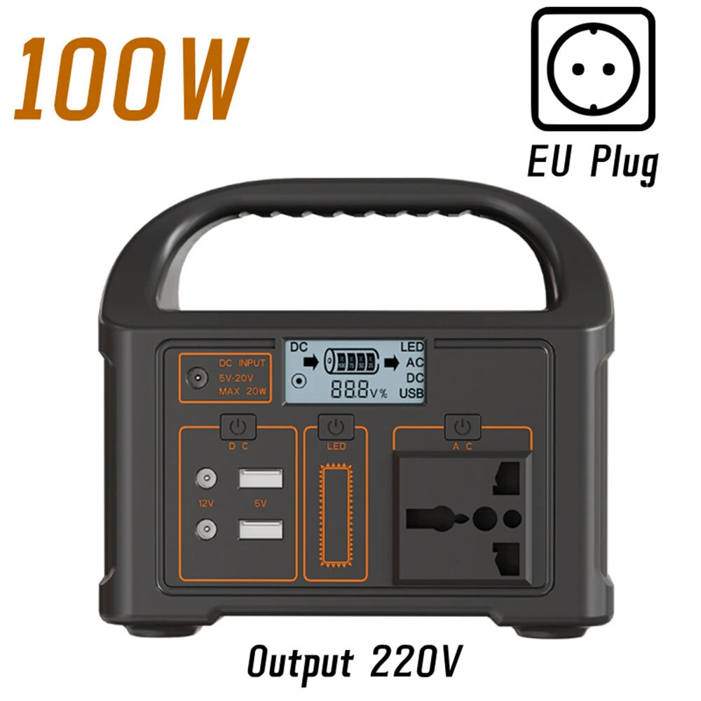 JSD012 100W Portable Power Station 76 8Wh LiFePO4 Battery 220V 24000mAh EU Plug Solar Generator for Camping Outdoor Emergency Backup Power Supply