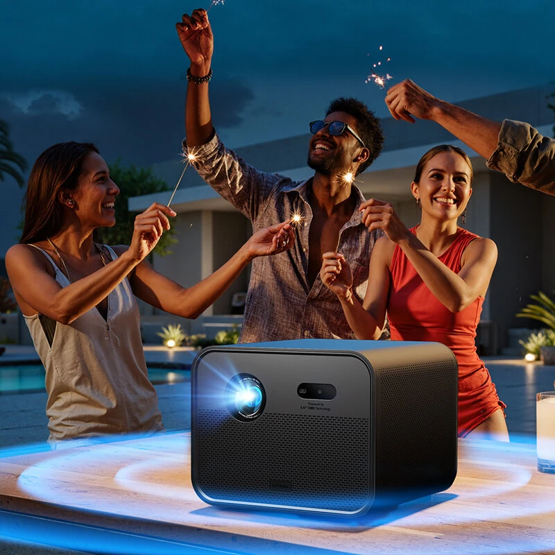 [EU Direct] ULTIMEA Poseidon E100 DLP Projector 1800 ANSI Lumens 1080P Native 3D 4K HDR10&HLG Auto Focus & 6D Keystone Google TV Dual 10W Speakers Smart Home Cinema Theater