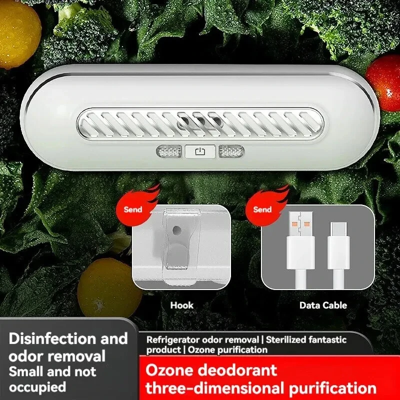 Refrigerator Deodorizer Ozone Sterilization Air Purifier 1200mAh Battery with Quick Air Purification for Effective Odor and Germ Removal