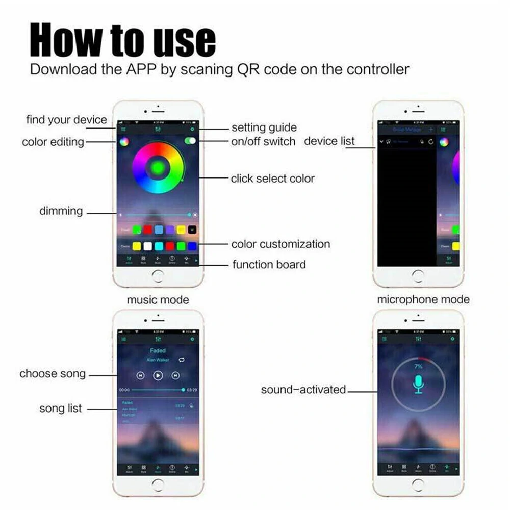 Elfeland LED Set Light With 5V 5050RGB Colorful TV Background Light with USB Bluetooth Smart Atmosphere Light Strip