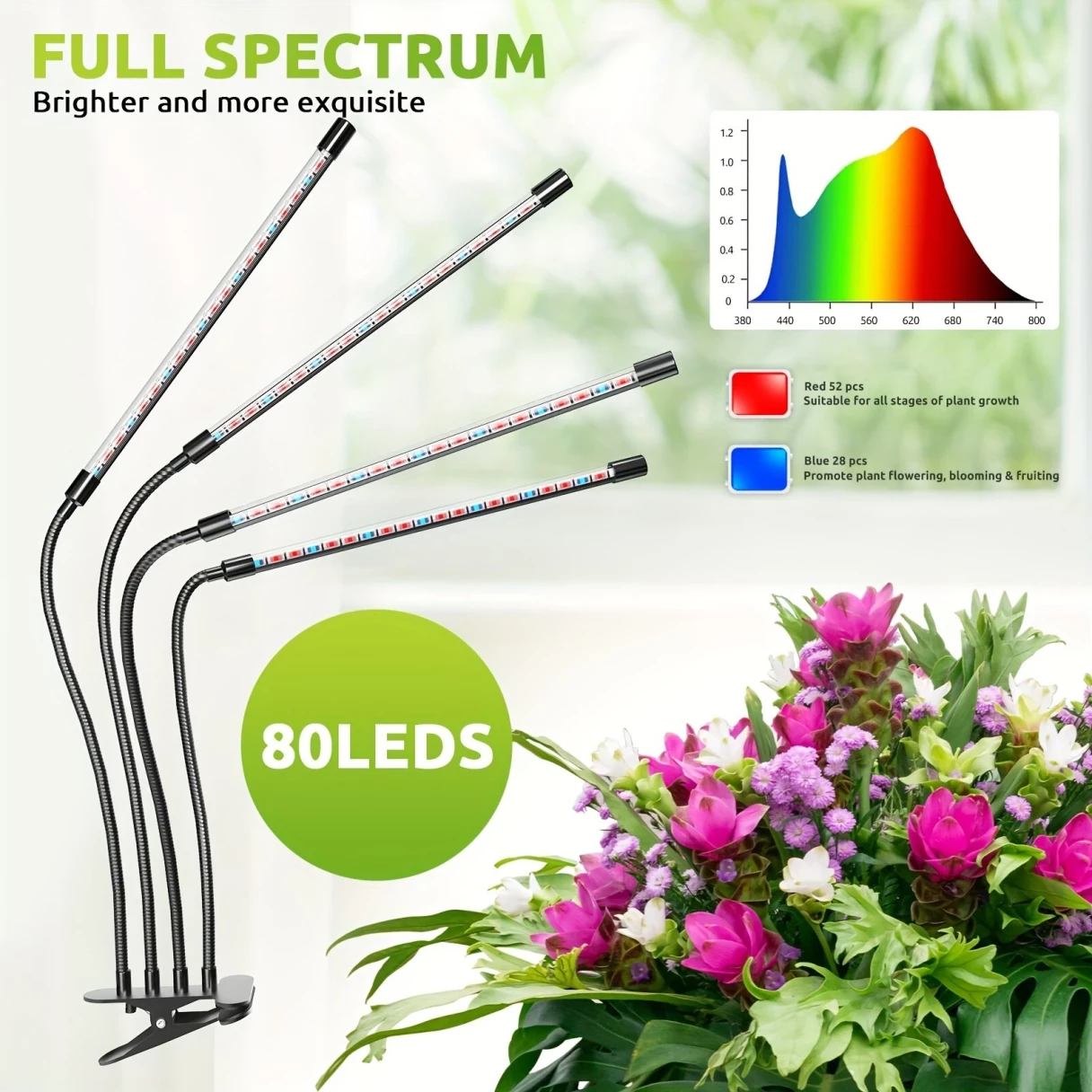 LED Plant Growth Lamp Plant Lamp Clip Timing Full Spectrum Sunlight Succulent Flower Herb Seedling Fill Light Promotes Rapid Plant Growth For Home Gardens