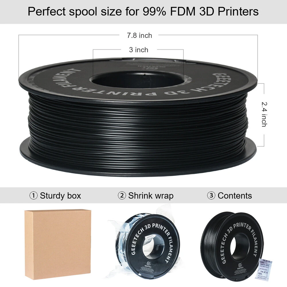Geeetech PLA 3D Printing Filament Black 10KG 1.75mm for 3D Printing