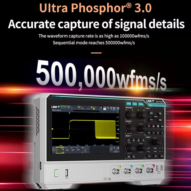 UNI-T UPO1152HD UPO1154HD Oscilloscope 2/4 Channels 150MHz Bandwidth 12-bit ADC 1.25GSa/s Sampling Rate Large Storage Depth High-Definition Touch Screen