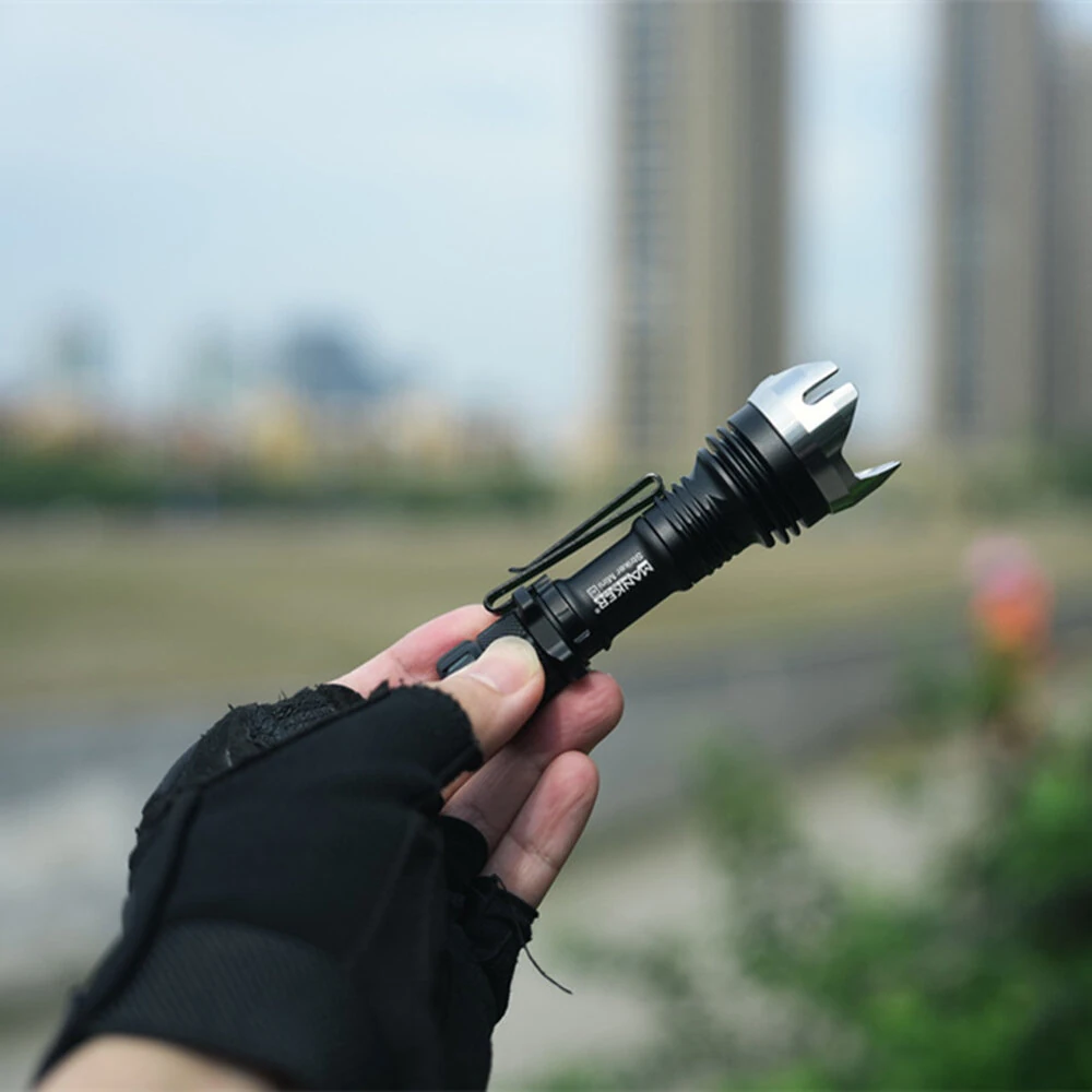 Manker 430 Meters EDC Pocket Tactical Flashlight 14500 Battery Long Range 635 Lumens Rechargeable Mini LED Torch for Camping Lantern Fishing Outdoor