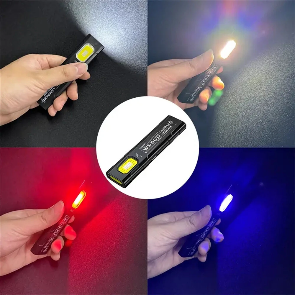 LED Keychain Flashlight Multi-functional Portable USB Rechargeable Mini Torch Light With Magnet For Outdoor Hiking Camping