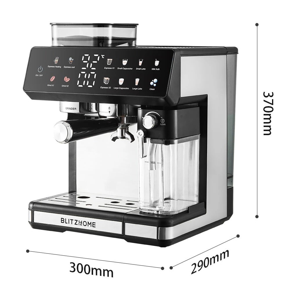 BlitzHome® CM5710 All-in-One Espresso Coffee Machine with Built-in Grinder Dual Boiler, Automatic Milk Frother Hot & Cold Brew Touch Screen