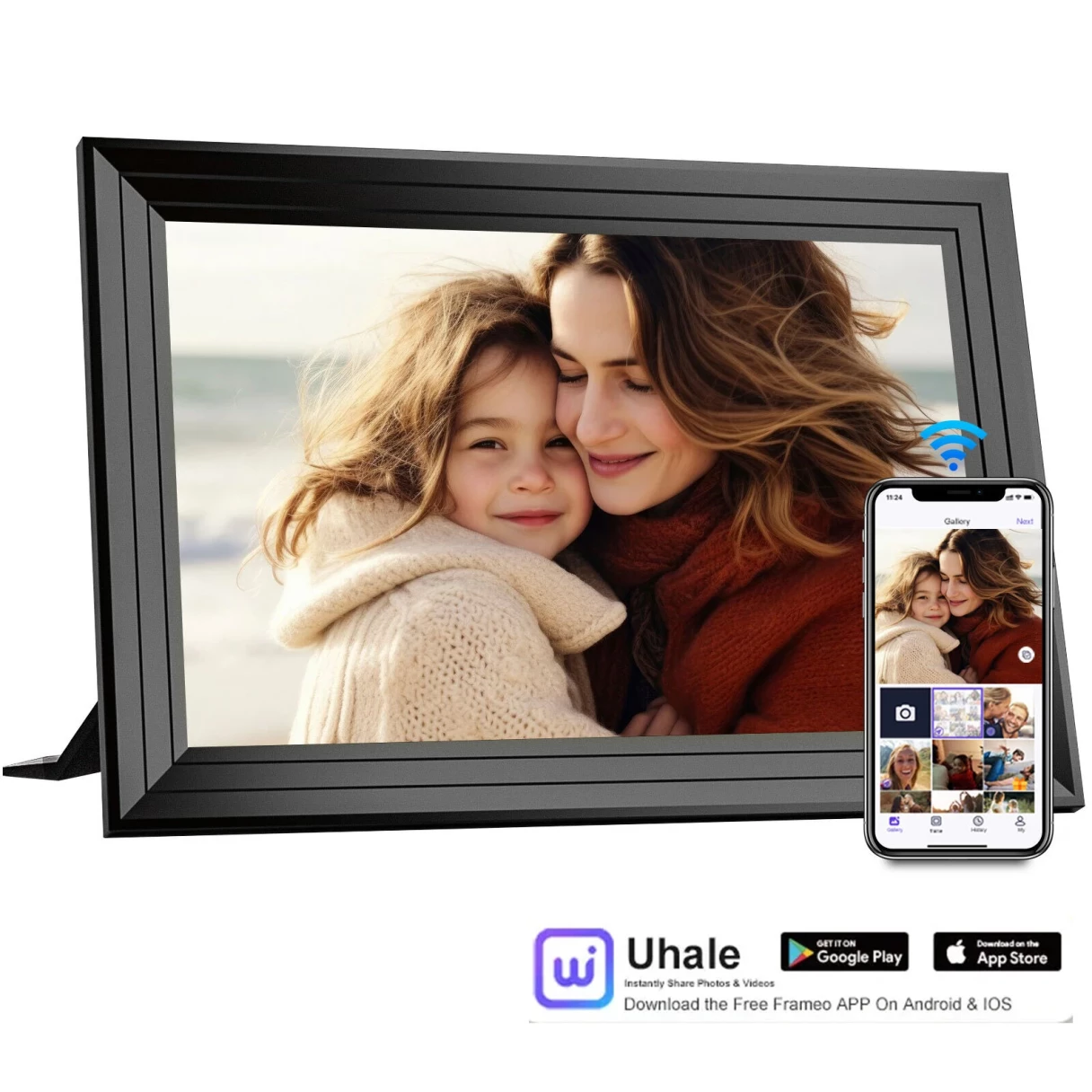 10-inch Smart WiFi Touch Digital Photo Frame Cloud Digital Photo Frame 1280*800  IPS LCD Touch Screen Built in 32GB  Storage Share Photos Via App