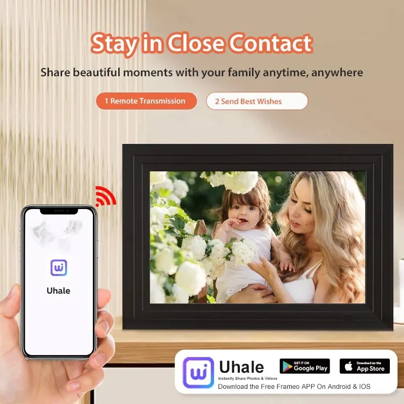 10-inch Smart WiFi Touch Digital Photo Frame Cloud Digital Photo Frame 1280*800  IPS LCD Touch Screen Built in 32GB  Storage Share Photos Via App