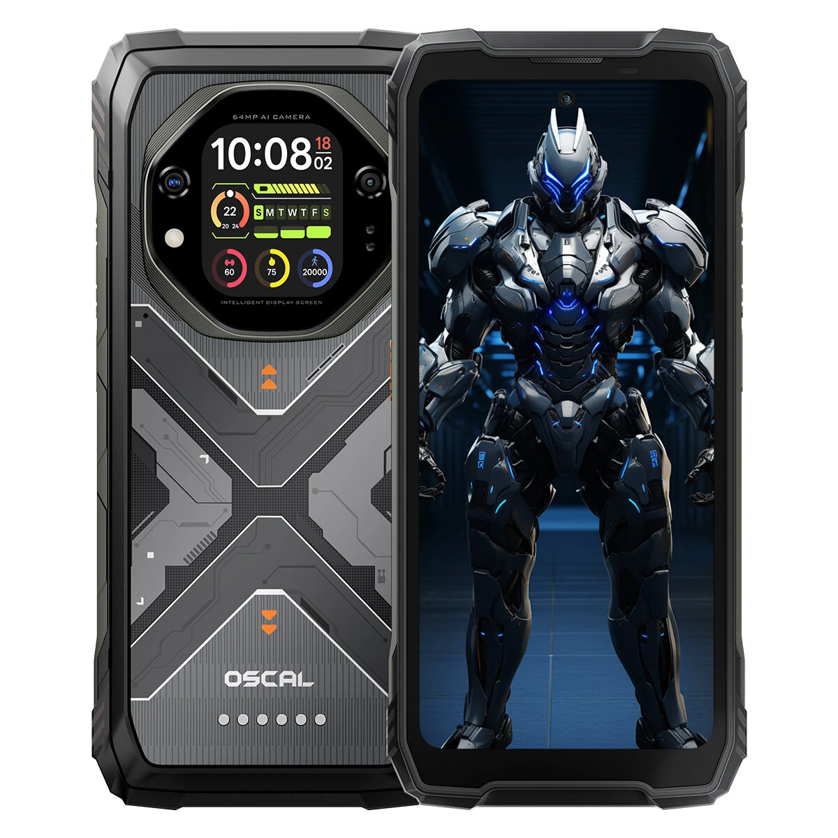 Blackview OSCAL TANK 1 5G AI Dual Display 36GB 256GB/48GB 512GB 20000mAh 55W Fast Charge Dual LED Flashlights 6.78 inch 120Hz 2.4K 64MP Camera Android 15 NFC Dimensity 7050 IP68 IP69K Waterproof Rugged Smartphone