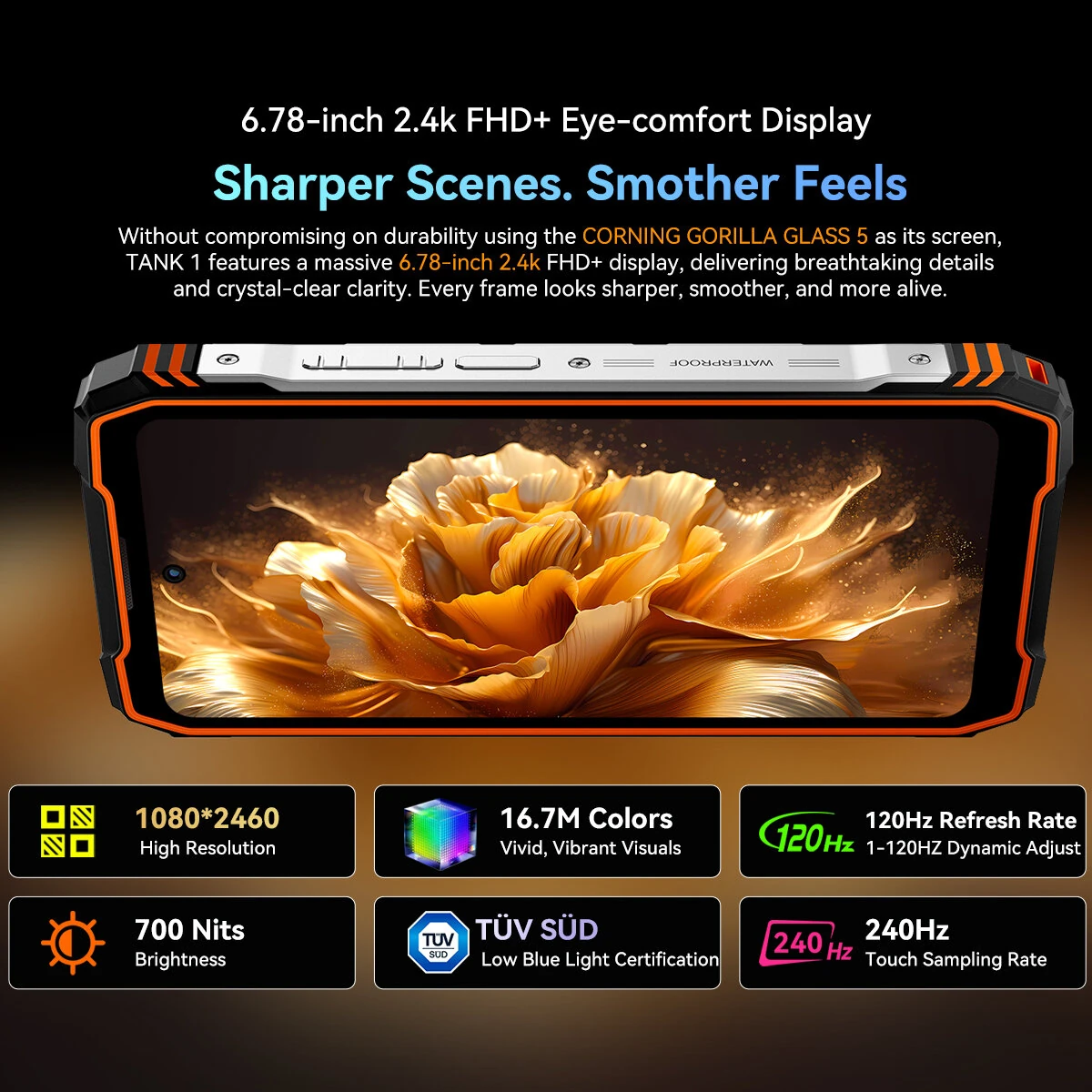 Blackview OSCAL TANK 1 5G AI Dual Display 36GB 256GB/48GB 512GB 20000mAh 55W Fast Charge Dual LED Flashlights 6.78 inch 120Hz 2.4K 64MP Camera Android 15 NFC Dimensity 7050 IP68 IP69K Waterproof Rugged Smartphone