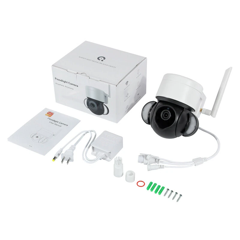 Tuya 5MP Smart WiFi Floodlight Camera Wireless Color Night Vision Auto Tracking Two-way Audio IP66 Waterproof Outdoors Surveillance Cam