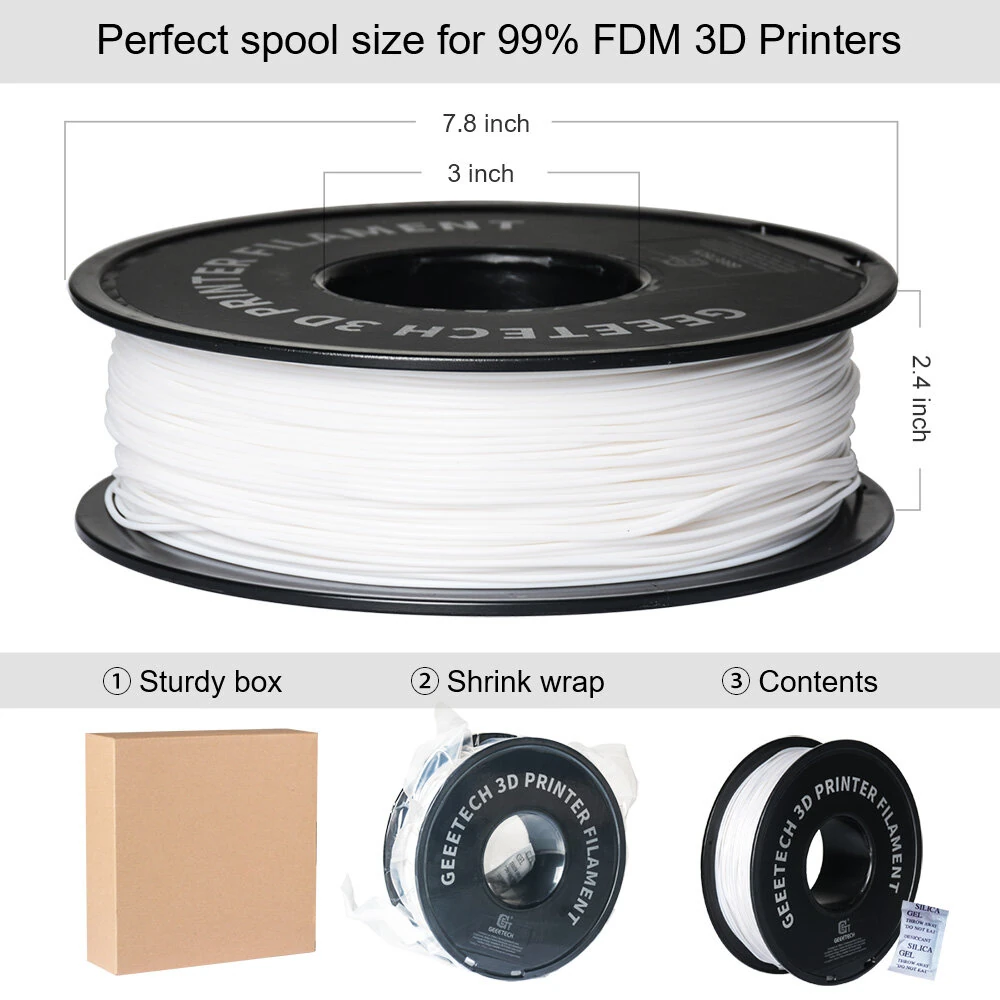 Geeetech PLA 3D Printing Filament Black/White 1KG 1.75mm for 3D Printing