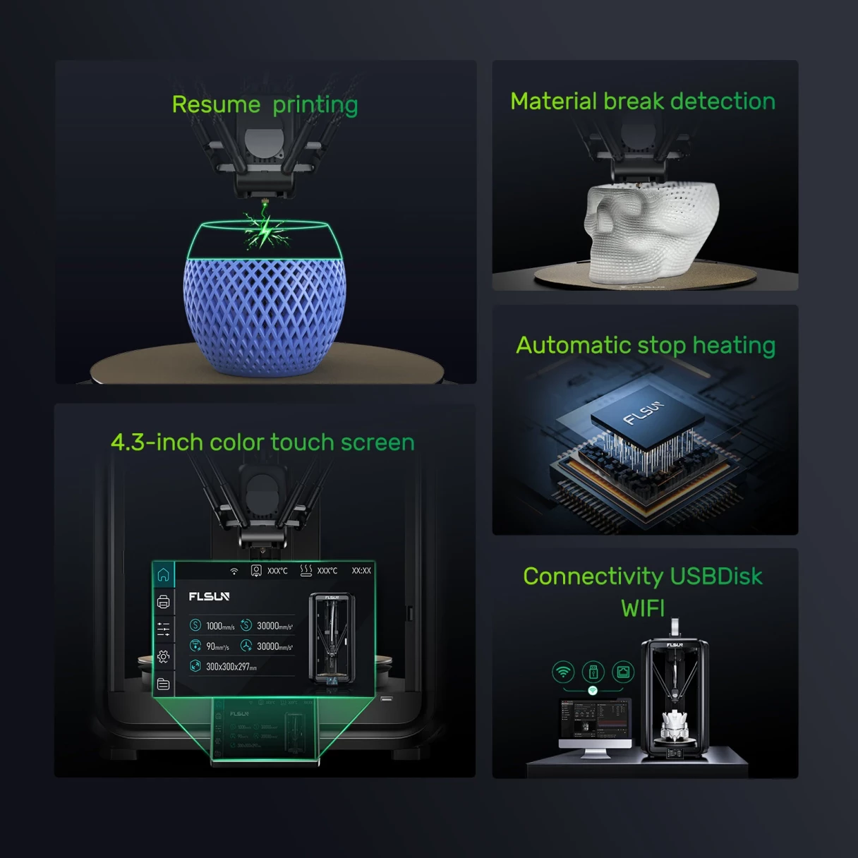 [EU Direct]FLSUN T1 Max 3D Printer 1000mm/s Printing Speed 0.1mm Precision 300mmx297mm Build Volume  Auto-Leveling Intuitive Easy to Use Compatible with PLA/PETG/TPU