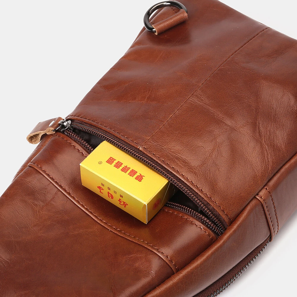 BULLCAPTAIN Mens Genuine Leather USB Charging Large Capacity Business Casual Chest Bag Shoulder Crossbody Bag