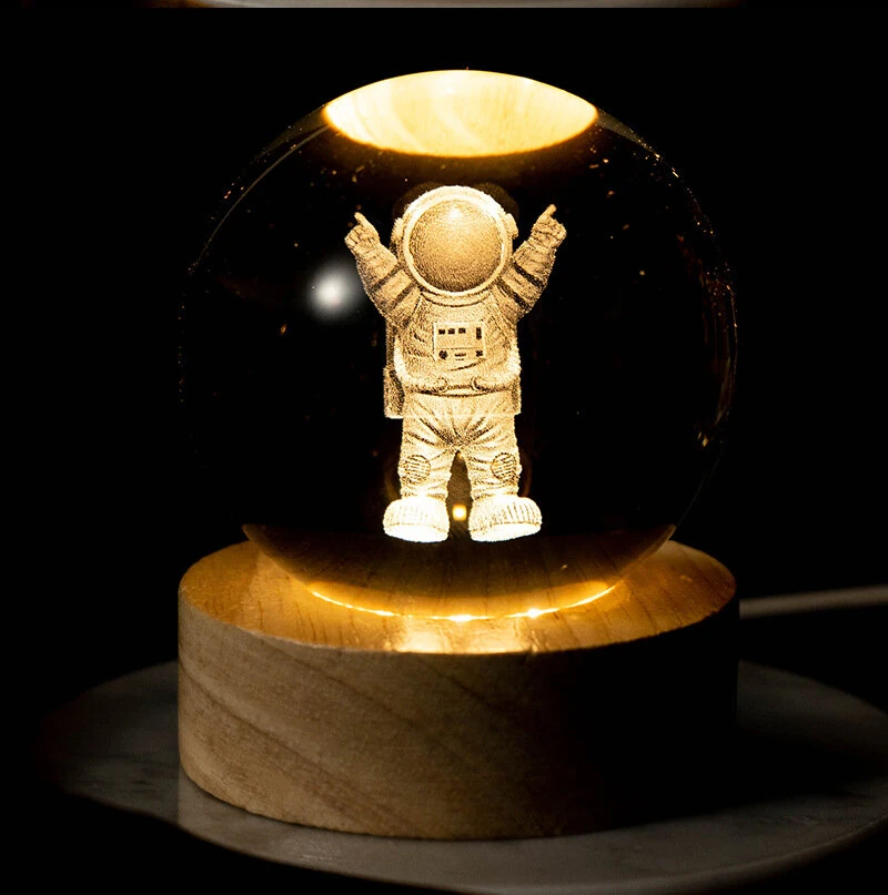 Glowing Crystal Ball 3d Engraved Small Crystal Ball Light Decoration Creative Gift Glowing Crystal Ball Suitable For Christmas Classmates And Children's Birthday