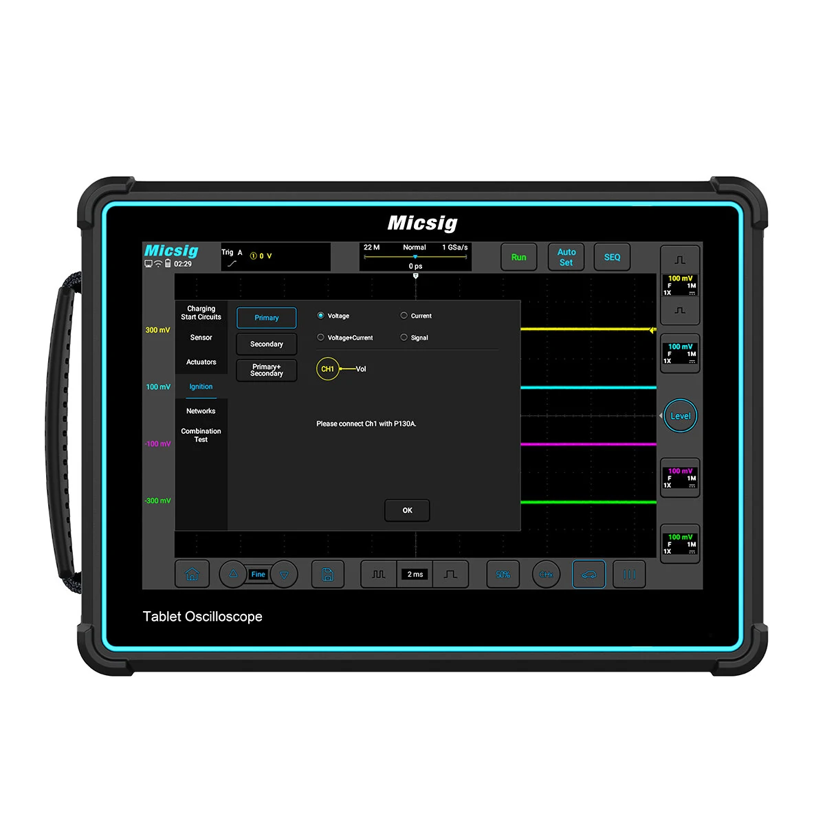 Micsig ATO2004 Digital Oscilloscope Automotive 200MHz 220Mpts Portable oscilloscopes touchscreen Table diagnostic oscilloscope