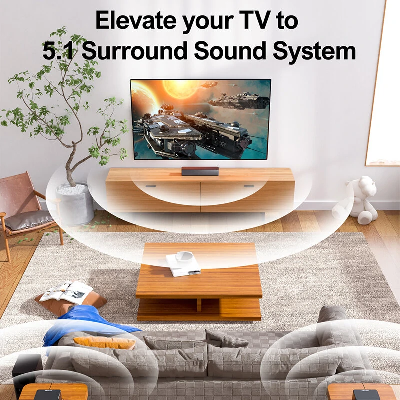 ULTIMEA Poseidon D50 5.1 Soundbar bluetooth Soundbar 6 High-Performance Speakers Surround Sound BassMax DSP Chip 3EQ Modes Wired Speaker