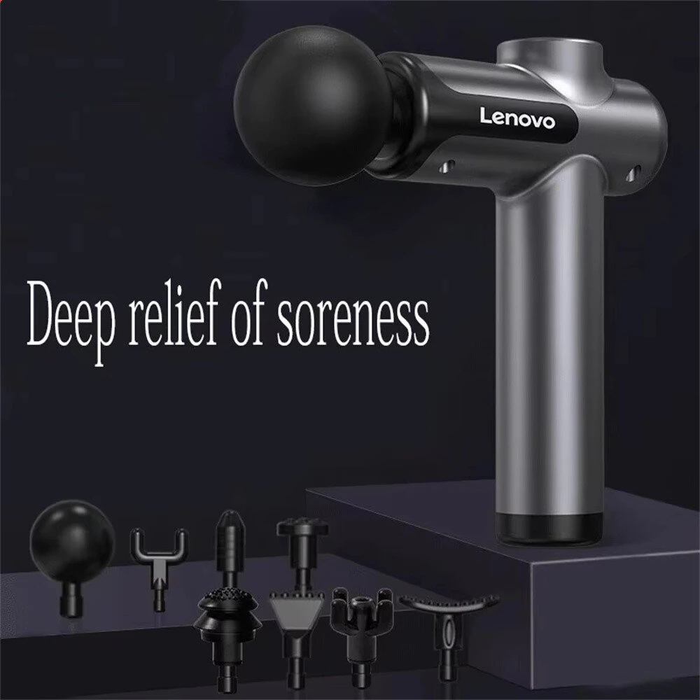 Lenovo Deep Tissue Massage Gun 8 Heads 99 Speed Levels with Carrying Case LCD Display & 13kg Force Percussion Muscle Recovery for Athletes Fitness Recovery