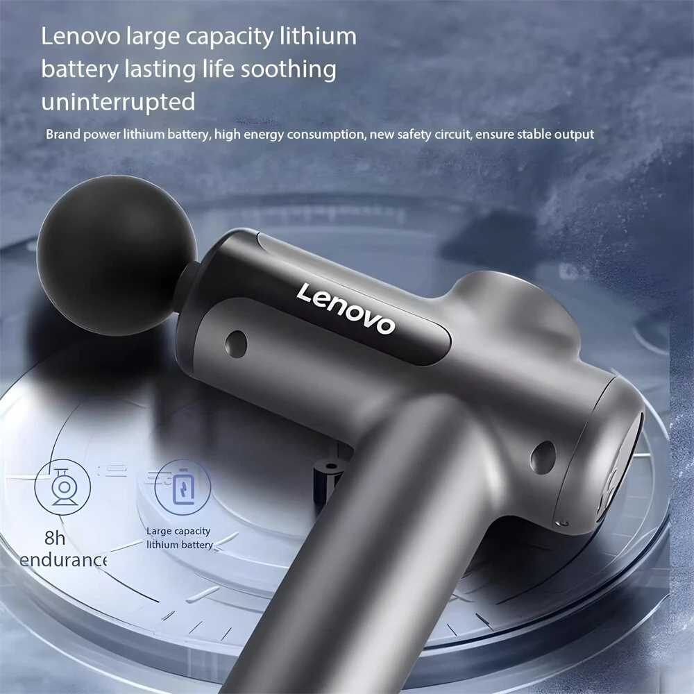 Lenovo Deep Tissue Massage Gun 8 Heads 99 Speed Levels with Carrying Case LCD Display & 13kg Force Percussion Muscle Recovery for Athletes Fitness Recovery