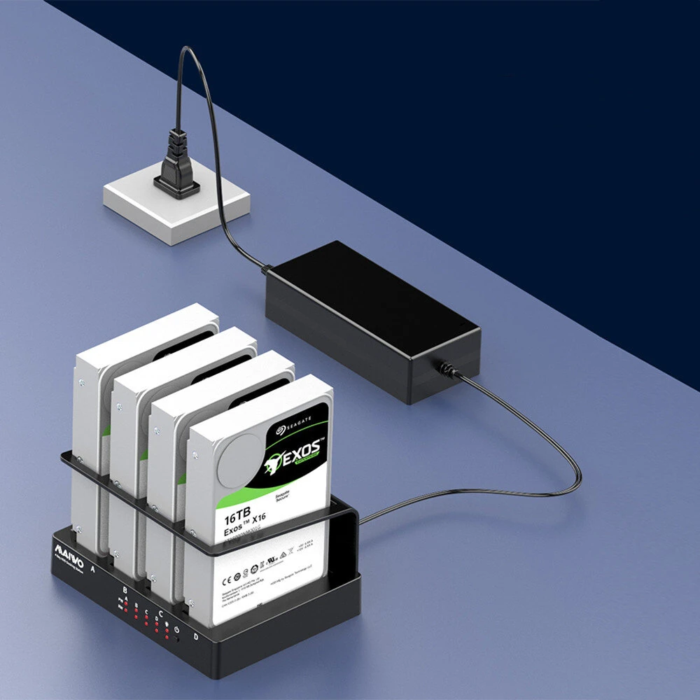 MAIWO USB 3.0 External Hard Drive for PC 4 Bay 2.5 inch 3.5 inch Enclosure Multi-Bay HDD SDD Docking Station Hard Drive Case