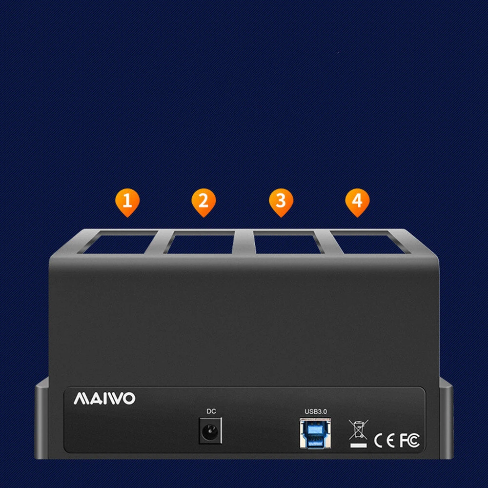 MAIWO USB 3.0 External Hard Drive for PC 4 Bay 2.5 inch 3.5 inch Enclosure Multi-Bay HDD SDD Docking Station Hard Drive Case