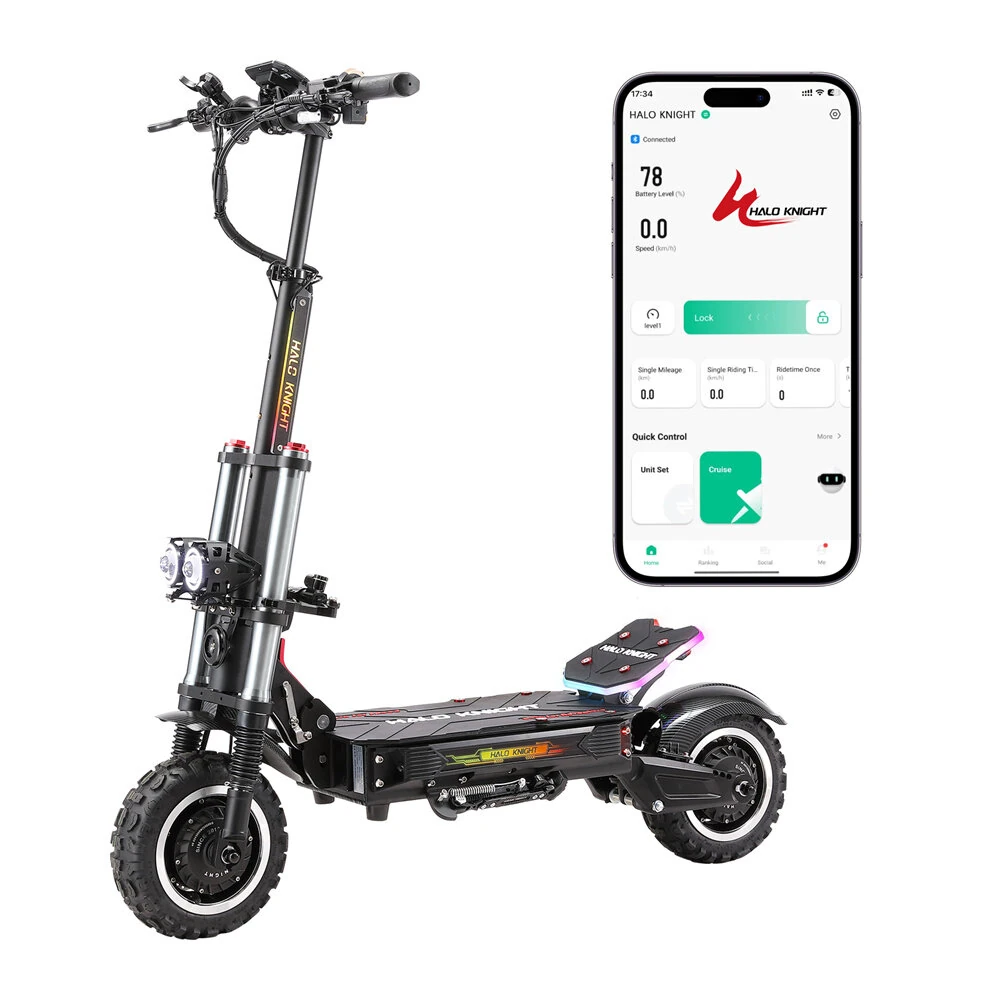 [EU DIRECT] HALO KNIGHT T107Pro 2025 Version Electric Scooter 38.4Ah 60V 3000W*2 Dual Motor Recommended Top Speed 25KM/H 11 Inches Tire Electric Scooter 40-80km Mileage Max Load 150Kg