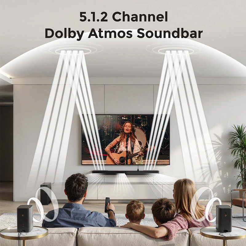 [EU Direct] Ultimea Skywave F40 5.1.2CH Dolby Atmos Soundbar bluetooth 5.4 Soundbar with 8 High-performance Drivers BassMX Technology Smart APP Control HD Opt USB Connection Smart Home Speaker Subwoofer