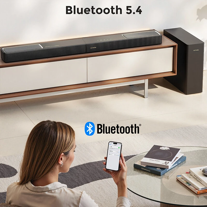 [EU Direct] Ultimea Skywave F40 5.1.2CH Dolby Atmos Soundbar bluetooth 5.4 Soundbar with 8 High-performance Drivers BassMX Technology Smart APP Control HD Opt USB Connection Smart Home Speaker Subwoofer