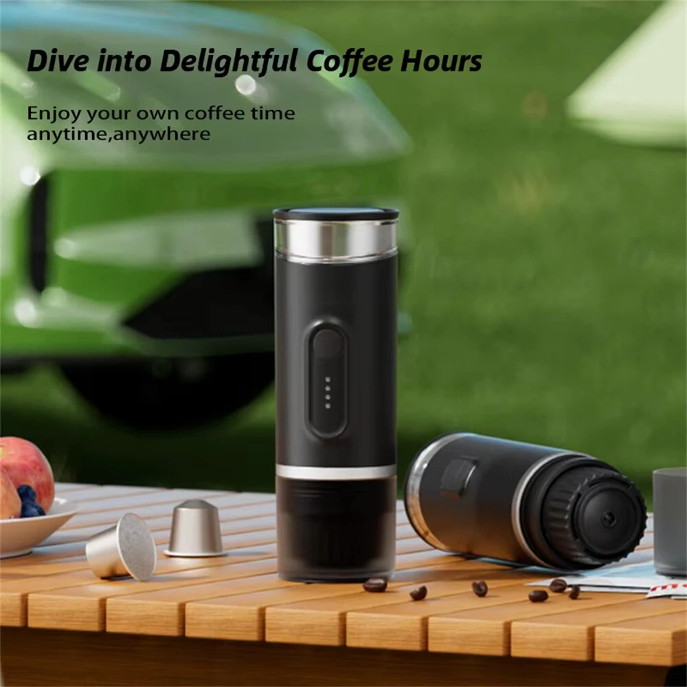 [EU Direct] HiBREW H4E 2-in-1 Portable Coffee Machine Type-C Rechargeable Expresso Coffee Maker Fits NS Capsules Coffee Powder for Car Travel Camping & Home