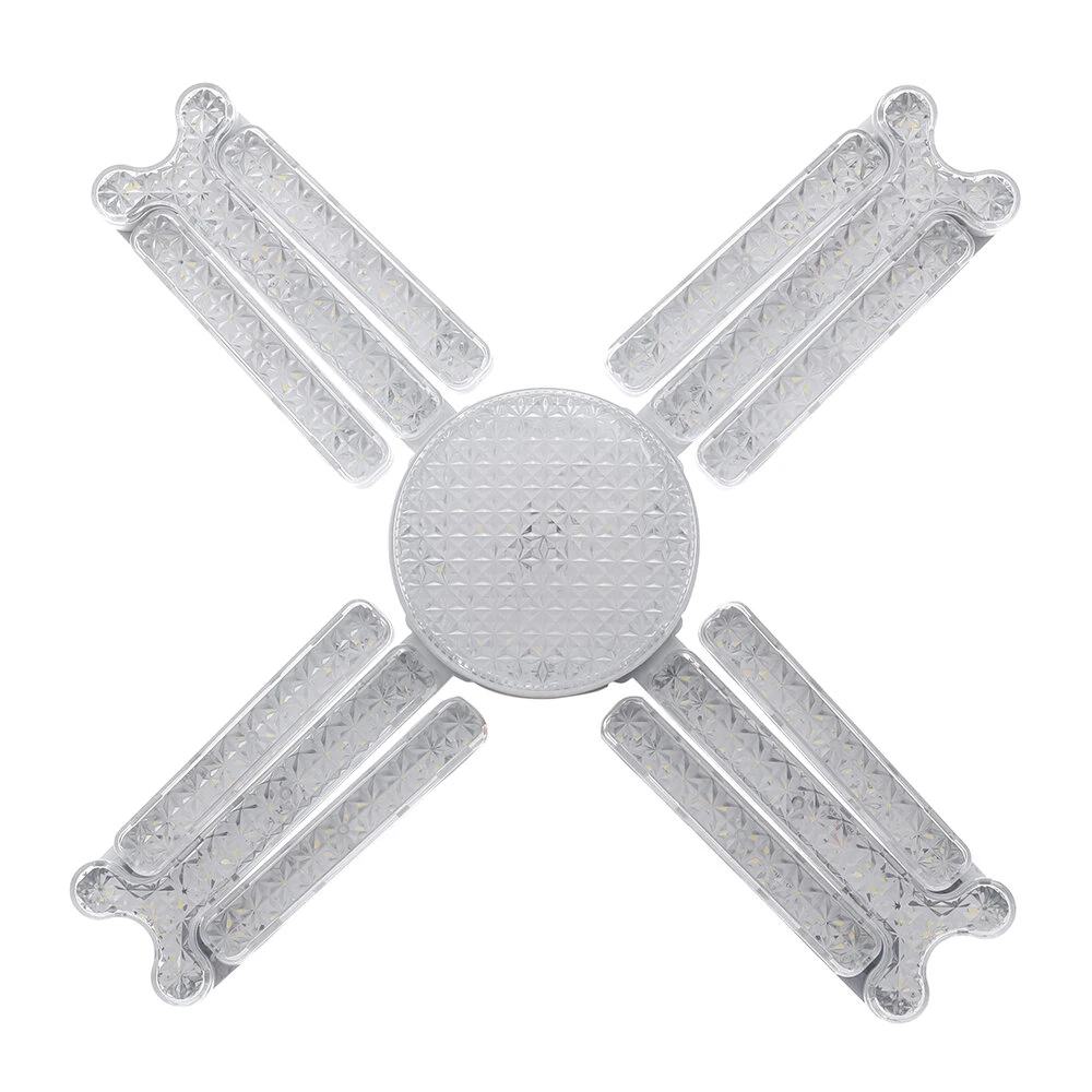 Elfeland 3/4/5 Leafs Foldable Crystal Snowflake LED Ceiling Light E27 Adjustable Shape AC 85~265V Ultra-Bright Wide-Angle Lighting for Home Garage Shop