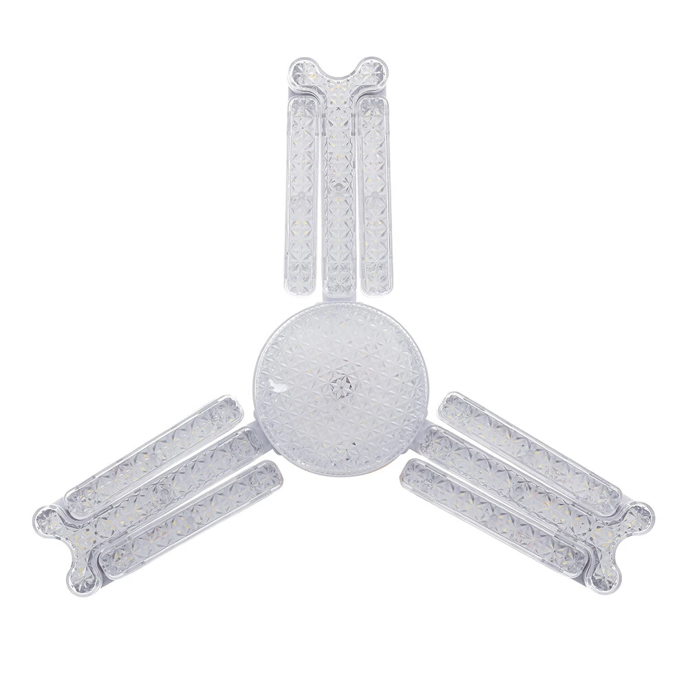Elfeland 3/4/5 Leafs Foldable Crystal Snowflake LED Ceiling Light E27 Adjustable Shape AC 85~265V Ultra-Bright Wide-Angle Lighting for Home Garage Shop