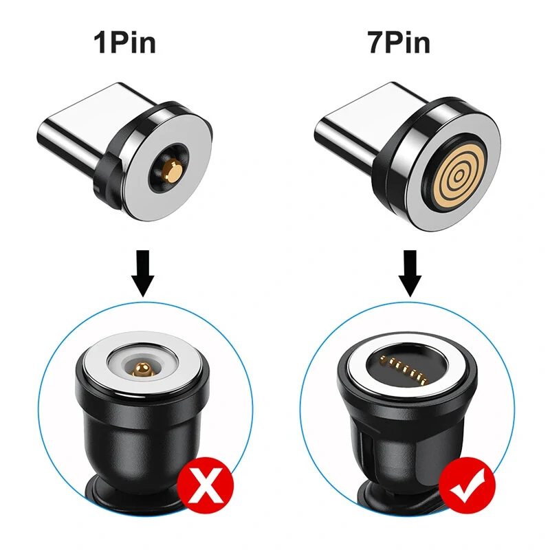 7pin Magnetic Tips for Magnetic Cable Type-C/iP Magnet Replacement Part Fast Charging Magnet Adapter Tips for iPhone Huawei Xiaomi