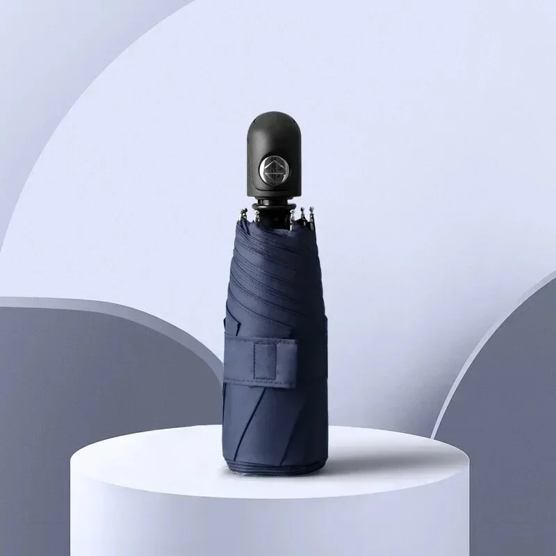 Automatic 8-Rib Sun Protection Umbrella Fully Automatic Pocket Umbrella Cute Mini Black Coated Five Fold Sun Umbrella Mini Portable Pocket Umbrella