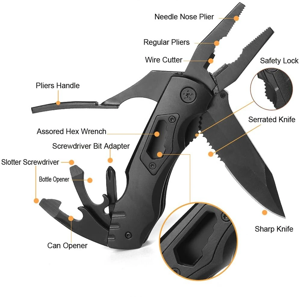 IPRee Multifunctional Pliers Outdoor Home Portable Outdoor Survival Folding Plier Screwdriver Hand Tool Car Emergency Tool