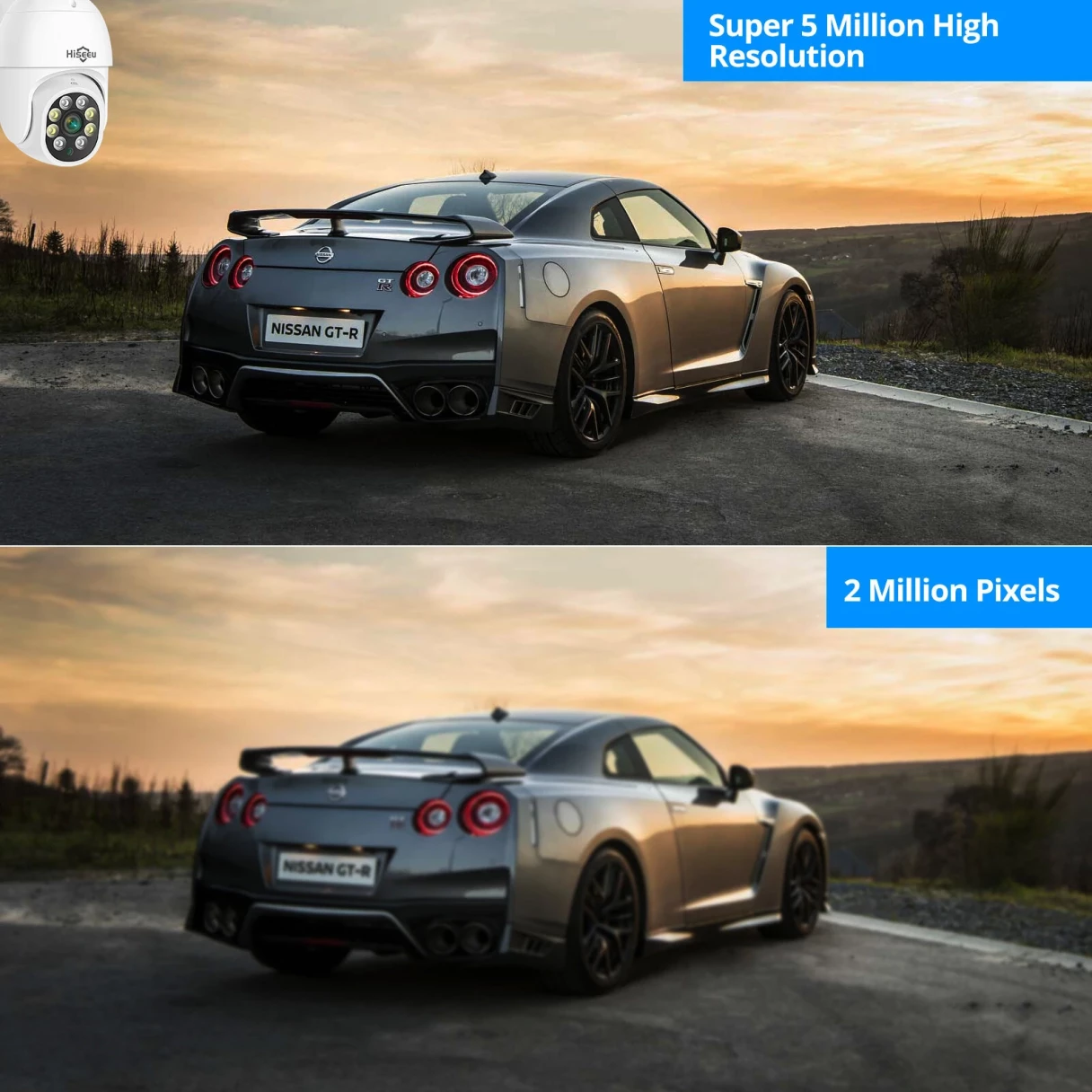 Hiseeu 4HC25 5MP 8CH Wireless CCTV Surveillance Camera System PTZ WiFi Camera with 12-inch Monitor Color Night Vision Two-way Audio Security Cameras Eseecloud APP Support Alexa