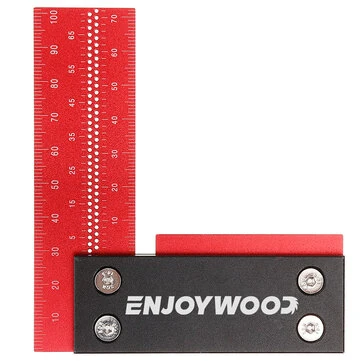ENJOYWOOD 100mm/4Inch Aluminum Alloy Woodworking Ruler Precision Square Right Angle Ruler Guaranteed T Speed Measurements Ruler for Measuring
