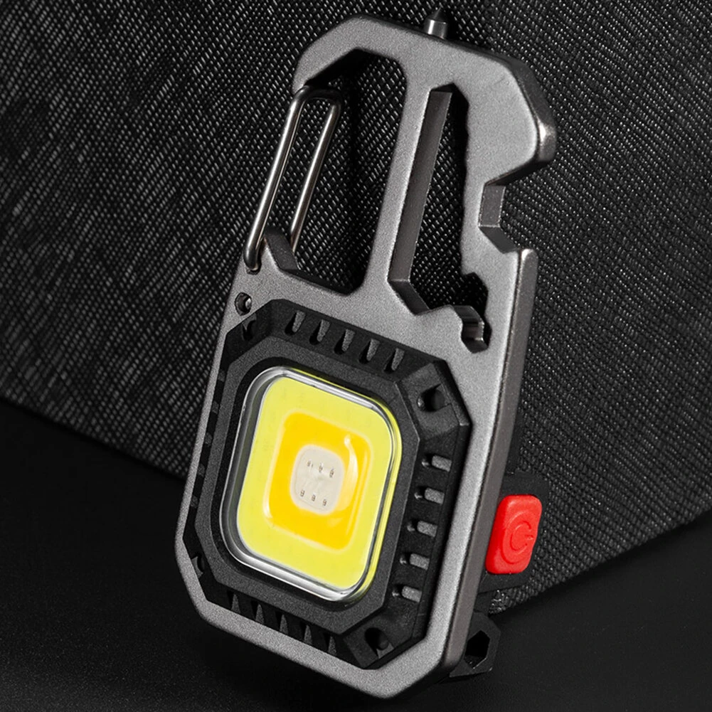 Mini COB LED Flashlight Keychain Lights Screwdriver Emergency Wrench Hammer Portable Key Ring Work Light Torch Outdoor Camping