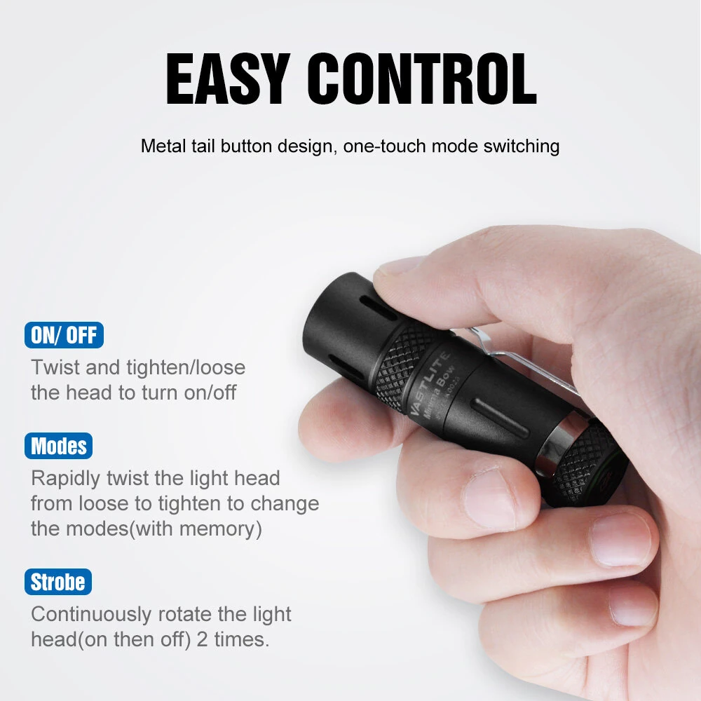 Vastlite MINIMA Bow 750M Compact Thrower LEP Flashlight 280LM Portable Strong Soptlight With Type-C Charging 16340 Battery Rechargeable Outdoor Mini Torch Light