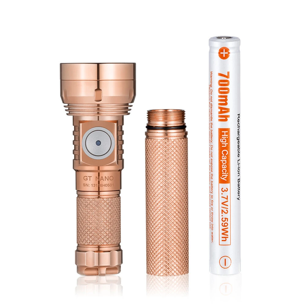 Lumintop GT NANO V3.0 700LM 400M Copper Thrower Flashlight Mini LED Keychain Light With 10280 Lithium Battery USB Type C Rechargeable Mini Torch Camping Lantern Outdoor Light