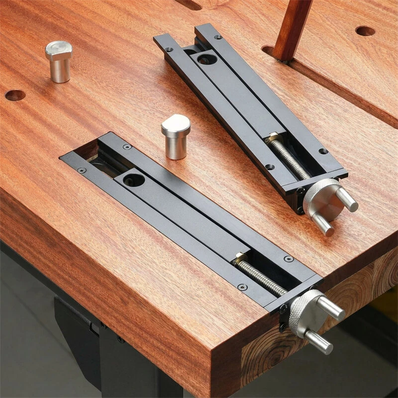 GANWEI Woodworking Bench Tail Vise CNC Aluminum Alloy Φ20mm Hole 0-110mm Travel Range Anodized Clamp Tool