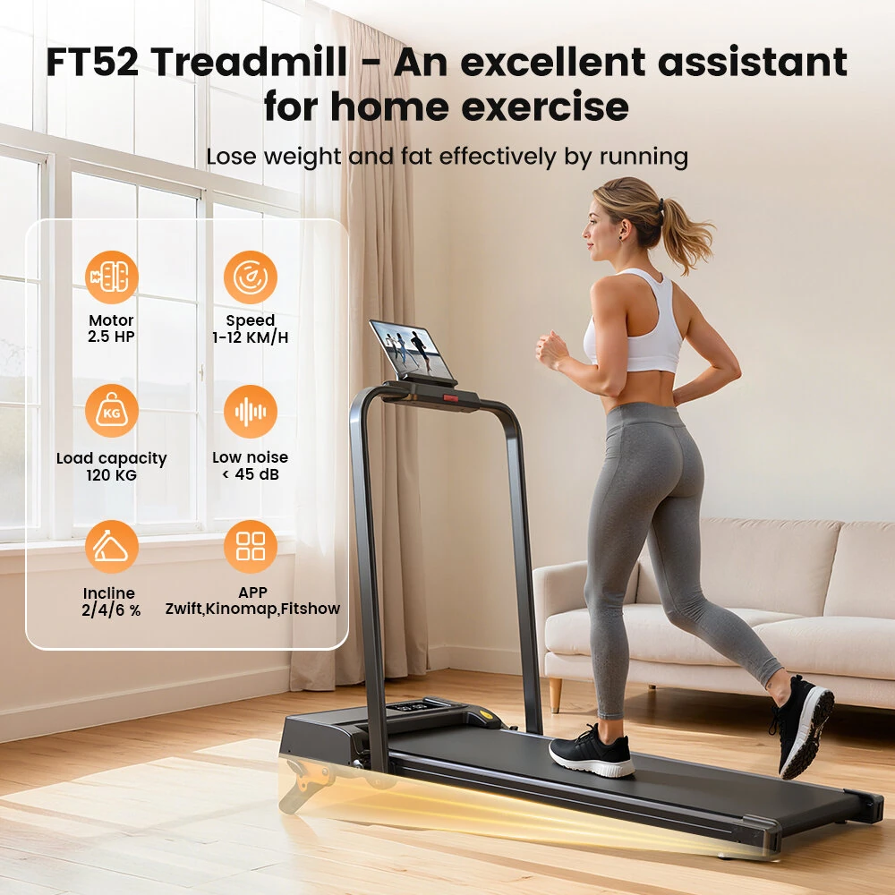 [EU Direct] Formill FT52 Walking Pad Treadmill with 6% Incline - Top Speed 12km/h, 2.5HP Quiet Motor, Remote Control & App Connectivity, 120KG Capacity, Space-saving for Home Office